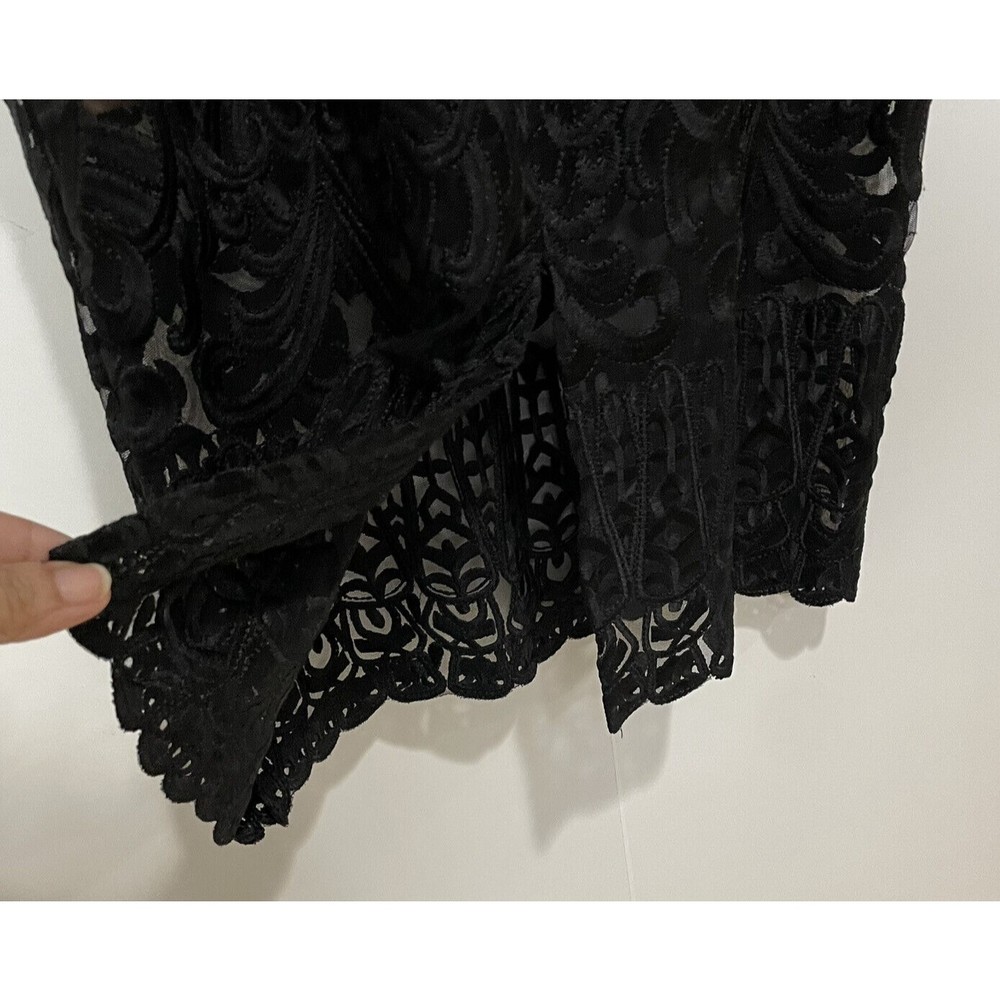 Bardot Sheath Dress Womens 10 Midi Black Lace‎ V-Neck Lined - Picture 7 of 9
